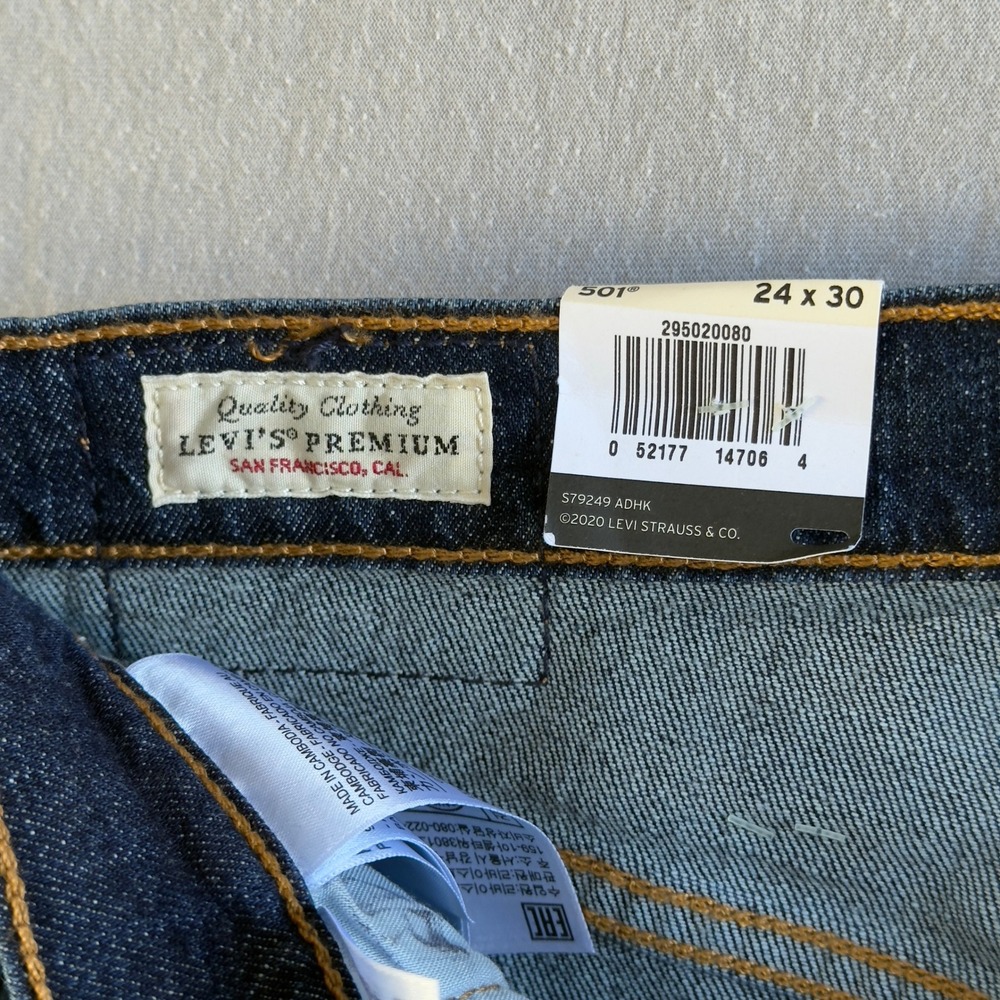 Levi's 501 Skinny Jeans Womens Size 24 Dark Wash Premium Denim New with Tags - Picture 7 of 9